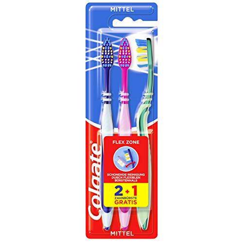 Colgate Flex Zone - Cepillo de dientes medio (2 + 1, 50 g)