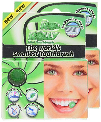 Rolly Cepillo de dientes de bolsillo, desechable, sabor menta, lote de 2