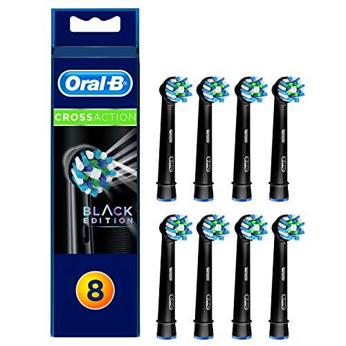 Oral-B CrossAction Black - Cabezales de Recambio, Pack de 8 Recambios para Cepillo Eléctrico Recargable