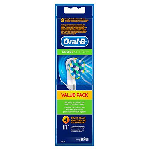 Oral-B EB50/4 Crossaction, Set de 4 Recambios para Cepillo de Dientes Eléctrico Recargable, Blanco