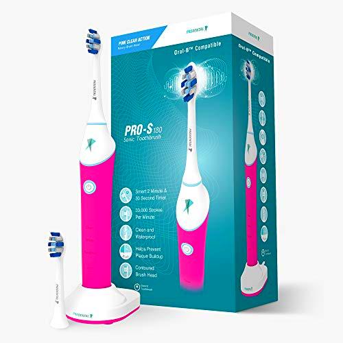 Prodental Pro Sonic S-180 Clean Action Rose - Cepillo de dientes eléctrico (incluye 2 cabezales de cepillo)