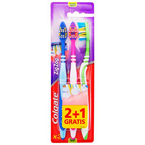 Colgate Zig Zag Cepillo de Dientes, Medium, 3 Cepillos