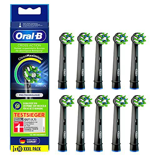 Oral-B CrossAction Black Edition - Juego de 10 cabezales de repuesto para limpieza superior