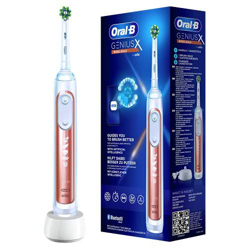 Oral-B Genius X Cepillo De Dientes Eléctrico, 1 Mango Rosa Dorado Recargable Con Inteligencia Artificial