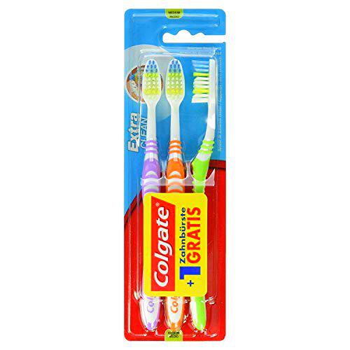 COLGATE 123732 Cepillos Dientes, Extra Clean, Pack de 3 Unidades