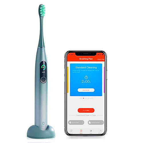 Oclean X Pro Cepillo eléctrico sónico similar rendimiento Philips HX 9000 serie recargable impermeable APP Bluetooth Planos de cepillado personalizados control velocidad 32 conversiones verde