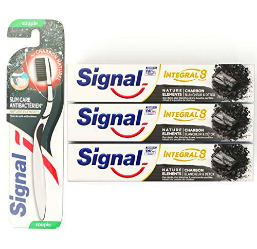 Signal Kit Régime Dentaire, Dentifrice Antibactérien Blancheur Detox Charbon