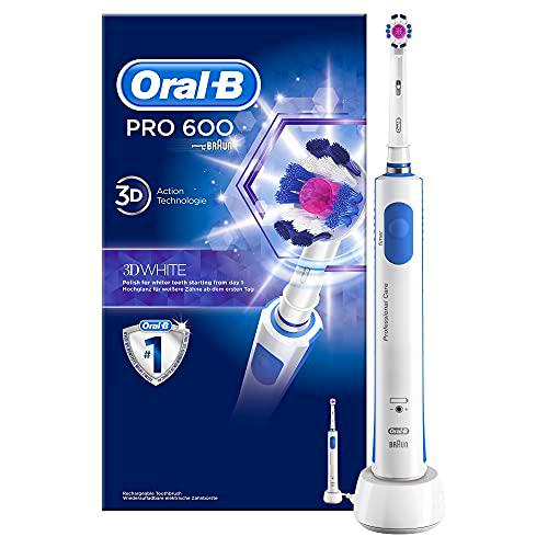 Oral-B PRO 600 3D White Cepillo de Dientes Eléctrico con Mango Recargable