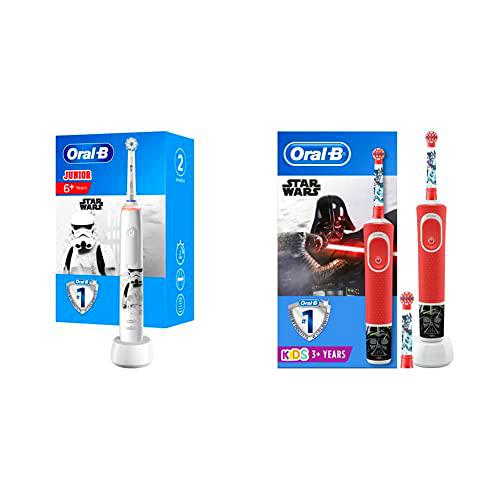 Oral-B Junior Cepillo De Dientes Eléctrico, 1 Mango Recargable De Star Wars Con Tecnología De Braun + Niños Cepillo De Dientes Eléctrico con Mango de Star Wars Recargable y Tecnología Braun