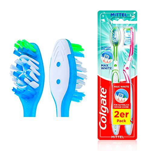 Colgate Max White - Cepillo de dientes medio (1 paquete de 2 unidades)