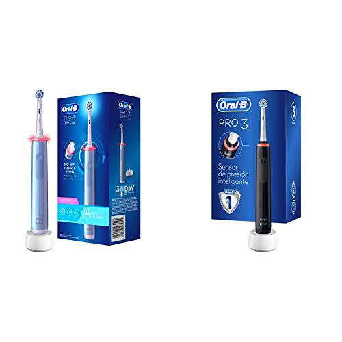 Oral-B PRO 3 Cepillo de Dientes Eléctrico con Mango Recargable Pre- Azul &amp; Oral-B Pro 3 3000 Cepillo Eléctrico de Dientes + 1 Mango con Sensor de Presión Visible, 1