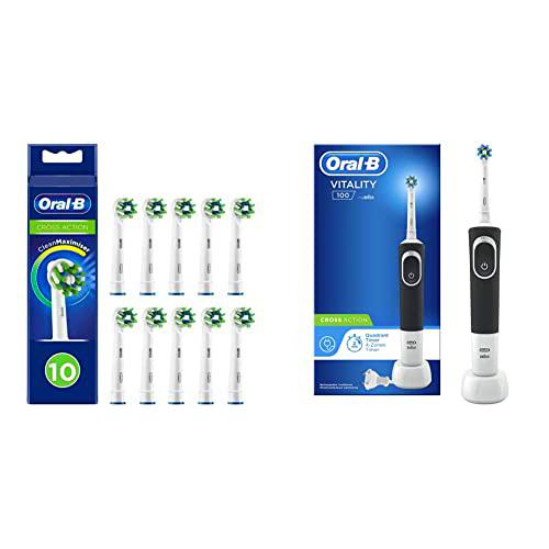 Braun Oral-B 4210201321439 CrossAction - Cabezales para cepillo de dientes eléctrico (10 unidades) &amp; Oral-B Vitality 100 Cepillo de Dientes Eléctrico