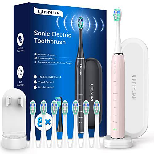 Cepillos de Dientes Electricos Sónico Mujer - Cepillo Electrico Sónico Adultos con 8 Cabezales