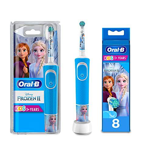 Oral-B Cepillo De Dientes Eléctrico de Frozen para Niños con Mango Recargable y Tecnología Braun + 8 Cabezales de Recambio de Frozen