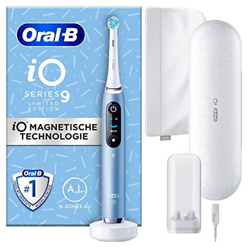 Oral-B iO 9 Luxe Edition Brosse à dents Électrique Technologie Magnétique 7 Modes de Nettoyage 3D Analyse Couleur Ecran Chargeur Sac de Voyage &amp; Sac de Beauté Bleu Marine