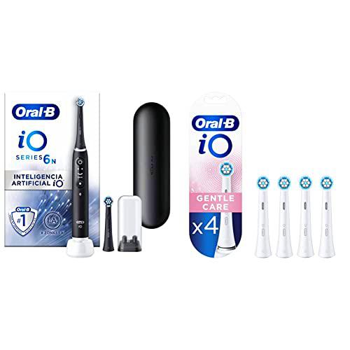 Oral-B iO6N Cepillo de Dientes Eléctrico con Mango Recargable,Negro &amp; iO Gentle Care Recambios Cepillo de Dientes Eléctrico