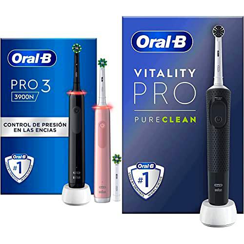 Oral-B Pro 3 3900N Cepillos de Dientes Eléctricos (Pack de 2) con Mangos Recargables