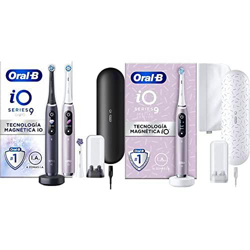 Oral-B iO9 Cepillos de Dientes Eléctrico (Pack de 2) con Mangos Recargables,Rosa y Negro &amp; iO9 Cepillo de Dientes Eléctrico con Mango Recargable