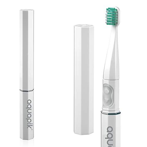 Aquapik Sonic Cepillo Dental Ultrasónico de Bolsillo Tecnología de Pulso Sónico (28.000ppm) Cerdas DuPont para Limpieza Profunda 2 Modos de Cepillado (Sensible y Normal) Batería AAA (Cepillo)