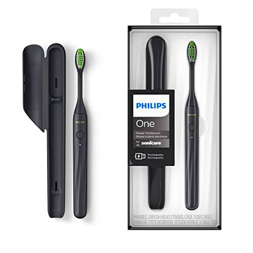 Philips One Cepillo de Dientes - Cepillo Eléctrico USB-C Negro Sombra (Modelo HY1200/06)