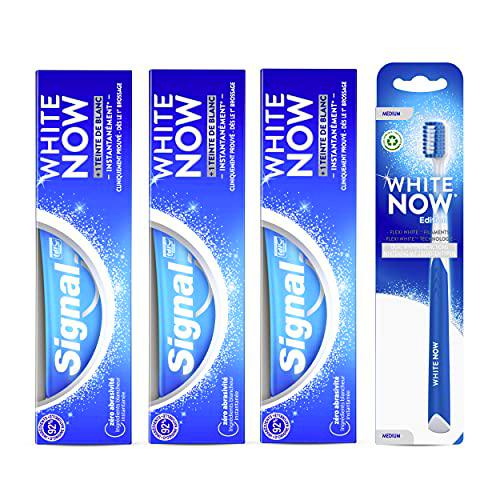 Signal White Now Pasta de dientes 3 uds + Signal White Now Ultra Reach Cepillo de dientes Medium 510 g