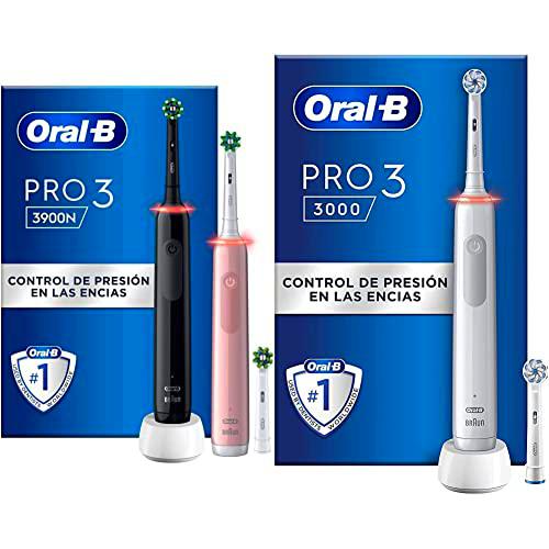 Oral-B Pro 3 3900N Cepillos de Dientes Eléctricos (Pack de 2) con Mangos Recargables