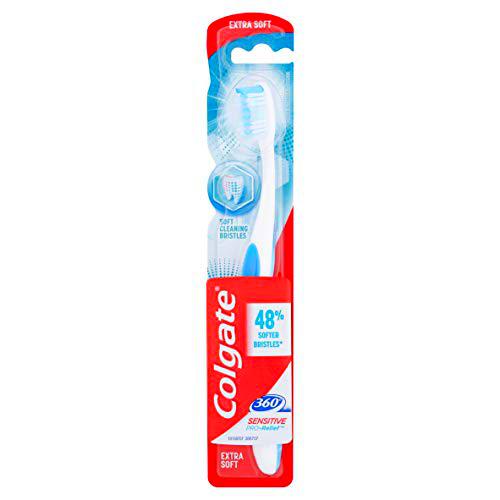 Colgate Cepillo de dientes extrasuave 360 Sensitive Pro-relief con cerdas suaves para dientes y encías sensibles