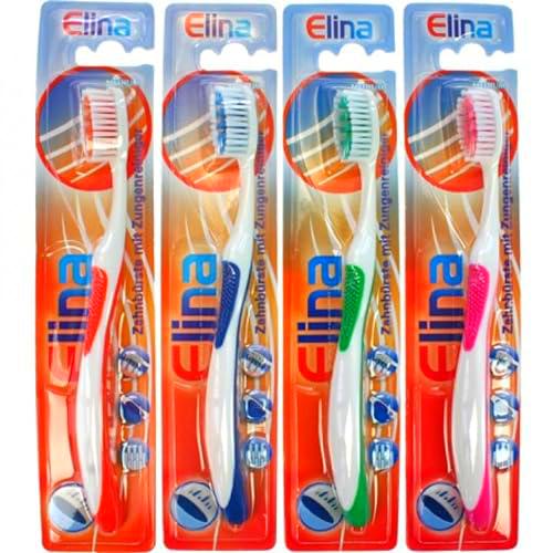 Toothbrush Elina 1pc w/Tounge Cleaner Anti-Slip