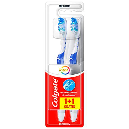 Colgate Total Cepillo de Dientes Dureza Media, Pack 2 Uds