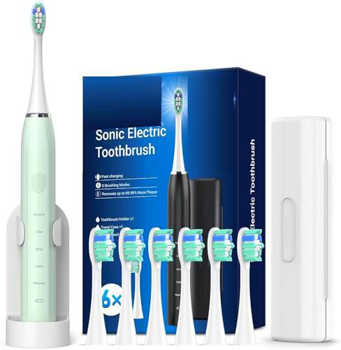 Cepillo de Dientes Eléctrico para Adultos y Niños - Cepillos de Dientes Sónicos con 6 Cabezales de cepillo