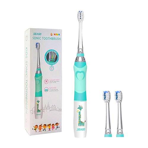 Seago cepillo de dientes sónico SG-977 verde para niños cerdas suaves juego de temporizador con puntas