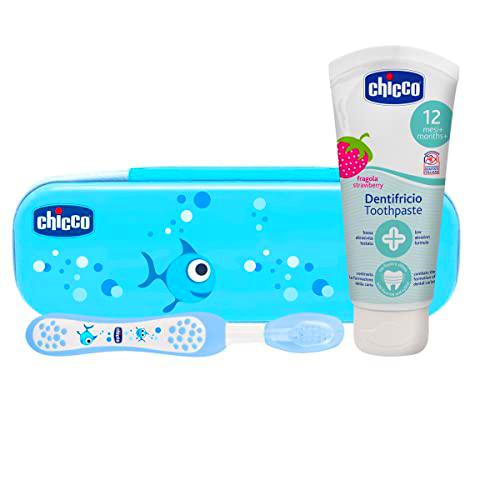 Chicco Set de Cepillo con Pasta de Dientes Estuche Juego Dental Higiene Oral