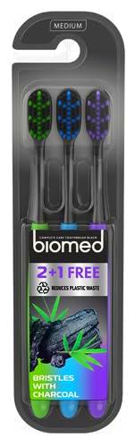 Paquete de 3 cepillos de dientes Biomed Black Complete Care, medianos