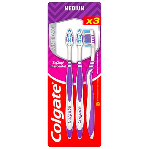 COLGATE - Cepillos de dientes ZigZag Medium - Limpieza profunda de espacios interdentales