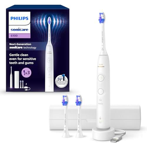 Philips Sonicare 6100 cepillo dental eléctrico, cepillo dental sónico con 2 modos de cepillado y 3 niveles de intensidad