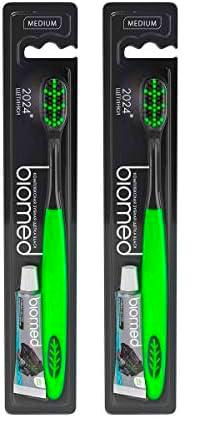 BIOMED BLACK Cepillo de Dientes, Verde (Paquete de 2)