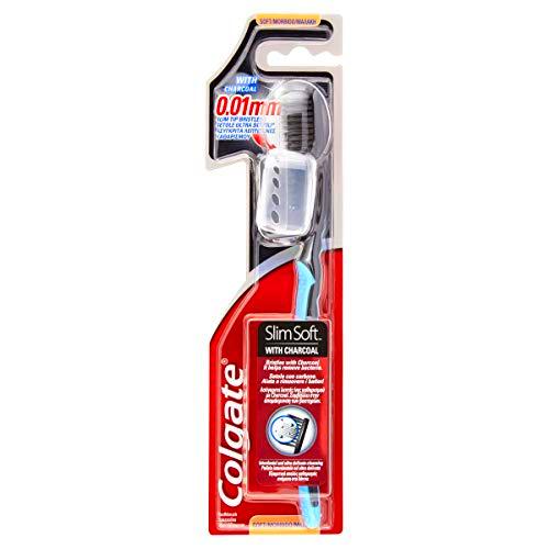 Cepillo de dientes suave y fino Colgate Slim, con cerdas en gris